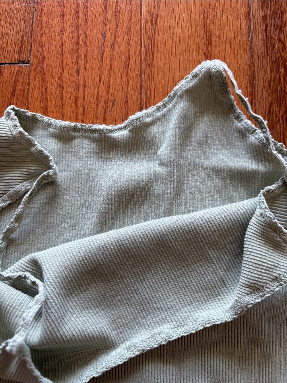 Light Sage Ribbed Spaghetti Tank Top - Picture 2 of 2